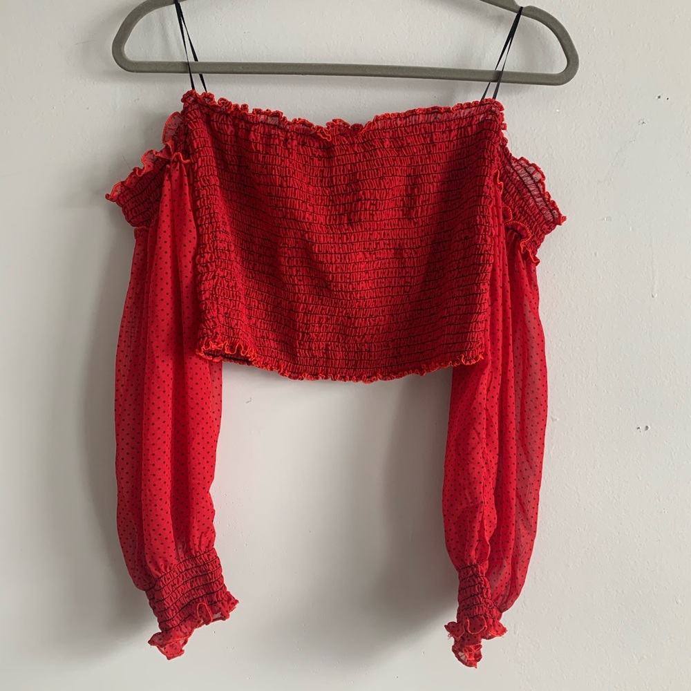 Ups & Downs long Sleeve Off The Shoulder Crop top